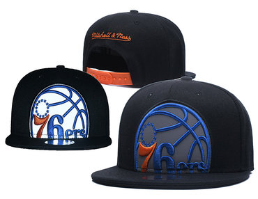 76ers Big Logo Black Reflective Snapback Adjustable Hat GS
