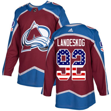 Adidas Avalanche #92 Gabriel Landeskog Burgundy Home Authentic USA Flag Stitched Youth NHL Jersey Adidas Avalanche #92 Gabriel Landeskog Burgundy Home Authentic USA Flag Stitched Youth NHL Jersey
