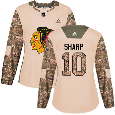 Adidas Blackhawks #10 Patrick Sharp Camo Authentic 2017 Veterans Day Women's Stitched NHL Jersey