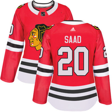 Adidas Blackhawks #20 Brandon Saad Red Home Authentic Women's Stitched NHL Jersey - 副本 (2)