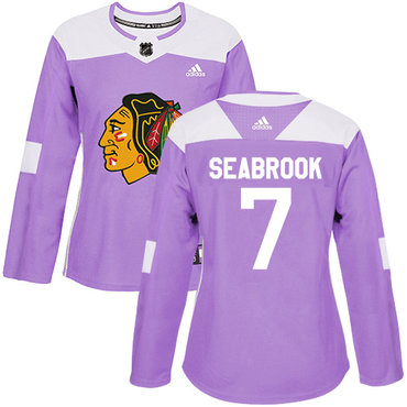 Adidas Blackhawks #7 Brent Seabrook Purple Authentic Fights Cancer Women's Stitched NHL Jersey