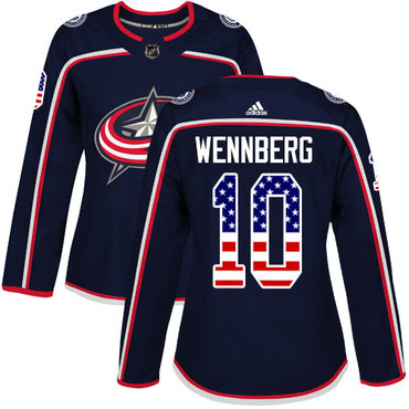 Adidas Blue Jackets #10 Alexander Wennberg Navy Blue Home Authentic USA Flag Women's Stitched NHL Jersey Adidas Blue Jackets #10 Alexander Wennberg Navy Blue Home Authentic USA Flag Women's Stitched NHL Jersey