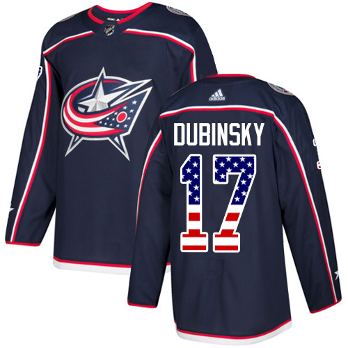 Adidas Blue Jackets #17 Brandon Dubinsky Navy Blue Home Authentic USA Flag Stitched Youth NHL Jersey Adidas Blue Jackets #17 Brandon Dubinsky Navy Blue Home Authentic USA Flag Stitched Youth NHL Jersey