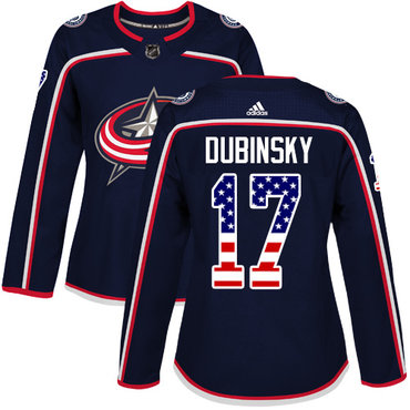 Adidas Blue Jackets #17 Brandon Dubinsky Navy Blue Home Authentic USA Flag Women's Stitched NHL Jersey Adidas Blue Jackets #17 Brandon Dubinsky Navy Blue Home Authentic USA Flag Women's Stitched NHL Jersey