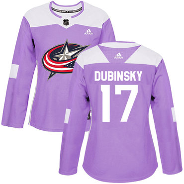 Adidas Blue Jackets #17 Brandon Dubinsky Purple Authentic Fights Cancer Women's Stitched NHL Jersey Adidas Blue Jackets #17 Brandon Dubinsky Purple Authentic Fights Cancer Women's Stitched NHL Jersey