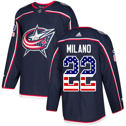 Adidas Blue Jackets #22 Sonny Milano Navy Blue Home Authentic USA Flag Stitched Youth NHL Jersey Adidas Blue Jackets #22 Sonny Milano Navy Blue Home Authentic USA Flag Stitched Youth NHL Jersey