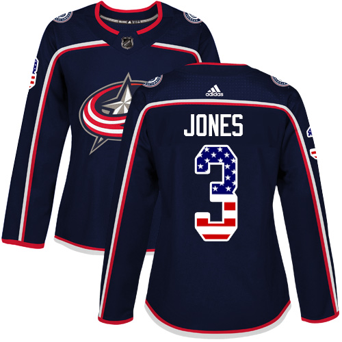 Adidas Blue Jackets #3 Seth Jones Navy Blue Home Authentic USA Flag Women's Stitched NHL Jersey Adidas Blue Jackets #3 Seth Jones Navy Blue Home Authentic USA Flag Women's Stitched NHL Jersey