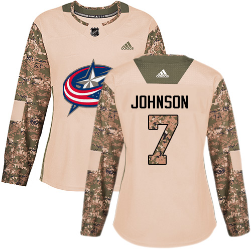 Adidas Blue Jackets #7 Jack Johnson Camo Authentic 2017 Veterans Day Women's Stitched NHL Jersey Adidas Blue Jackets #7 Jack Johnson Camo Authentic 2017 Veterans Day Women's Stitched NHL Jersey