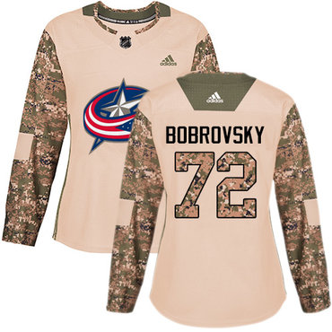 Adidas Blue Jackets #72 Sergei Bobrovsky Camo Authentic 2017 Veterans Day Women's Stitched NHL Jersey Adidas Blue Jackets #72 Sergei Bobrovsky Camo Authentic 2017 Veterans Day Women's Stitched NHL Jersey