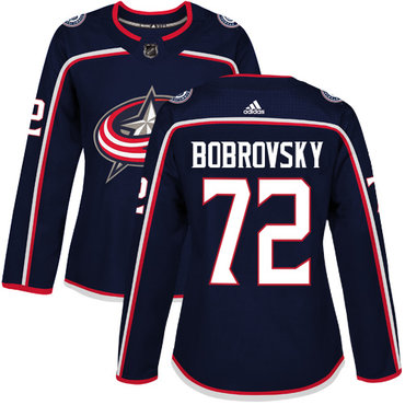 Adidas Blue Jackets #72 Sergei Bobrovsky Navy Blue Home Authentic Women's Stitched NHL Jersey Adidas Blue Jackets #72 Sergei Bobrovsky Navy Blue Home Authentic Women's Stitched NHL Jersey