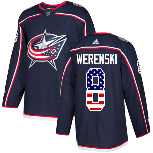Adidas Blue Jackets #8 Zach Werenski Navy Blue Home Authentic USA Flag Stitched Youth NHL Jersey Adidas Blue Jackets #8 Zach Werenski Navy Blue Home Authentic USA Flag Stitched Youth NHL Jersey