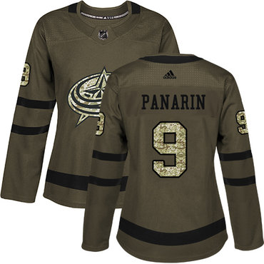 Adidas Blue Jackets #9 Artemi Panarin Green Salute to Service Women's Stitched NHL Jersey Adidas Blue Jackets #9 Artemi Panarin Green Salute to Service Women's Stitched NHL Jersey