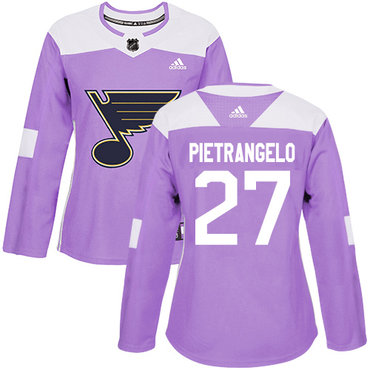 Adidas Blues #27 Alex Pietrangelo Purple Authentic Fights Cancer Women's Stitched NHL Jersey
