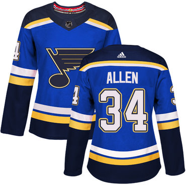 Adidas Blues #34 Jake Allen Blue Home Authentic Women's Stitched NHL Jersey Adidas Blues #34 Jake Allen Blue Home Authentic Women's Stitched NHL Jersey