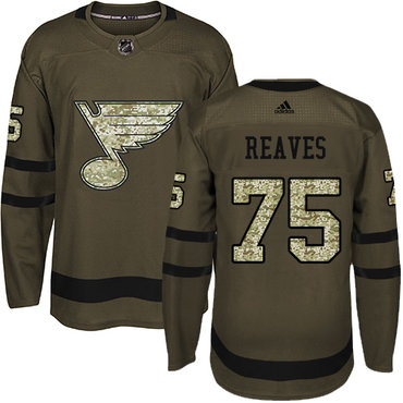 Adidas Blues #75 Ryan Reaves Green Salute to Service Stitched NHL Jersey