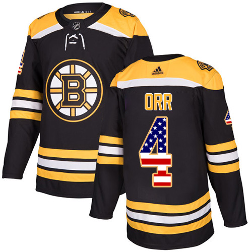 Adidas Bruins #4 Bobby Orr Black Home Authentic USA Flag Youth Stitched NHL Jersey Adidas Bruins #4 Bobby Orr Black Home Authentic USA Flag Youth Stitched NHL Jersey