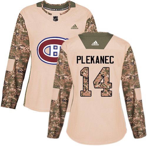 Adidas Canadiens #14 Tomas Plekanec Camo Authentic 2017 Veterans Day Women's Stitched NHL Jersey