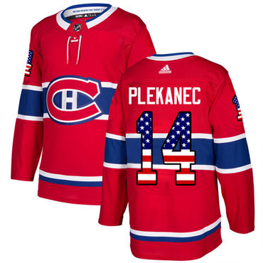 Adidas Canadiens #14 Tomas Plekanec Red Home Authentic USA Flag Stitched Youth NHL Jersey