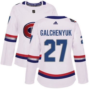 Adidas Canadiens #27 Alex Galchenyuk White Authentic 2017 100 Classic Women's Stitched NHL Jersey