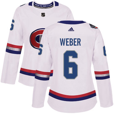 Adidas Canadiens #6 Shea Weber White Authentic 2017 100 Classic Women's Stitched NHL Jersey