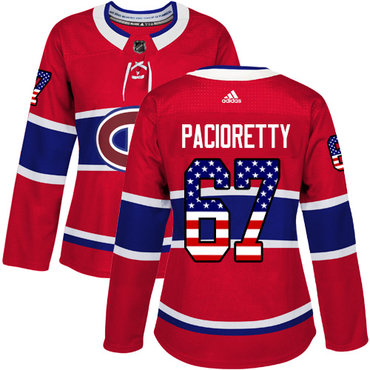 Adidas Canadiens #67 Max Pacioretty Red Home Authentic USA Flag Women's Stitched NHL Jersey