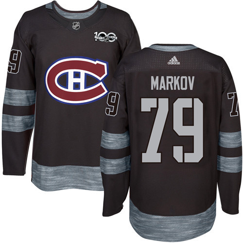 Adidas Canadiens #79 Andrei Markov Black 1917-2017 100th Anniversary Stitched NHL Jersey