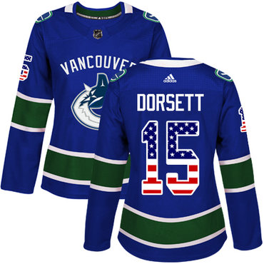 Adidas Canucks #15 Derek Dorsett Blue Home Authentic USA Flag Women's Stitched NHL Jersey Adidas Canucks #15 Derek Dorsett Blue Home Authentic USA Flag Women's Stitched NHL Jersey