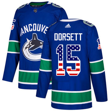 Adidas Canucks #15 Derek Dorsett Blue Home Authentic USA Flag Youth Stitched NHL Jersey Adidas Canucks #15 Derek Dorsett Blue Home Authentic USA Flag Youth Stitched NHL Jersey