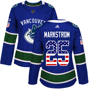 Adidas Canucks #25 Jacob Markstrom Blue Home Authentic USA Flag Women's Stitched NHL Jersey Adidas Canucks #25 Jacob Markstrom Blue Home Authentic USA Flag Women's Stitched NHL Jersey