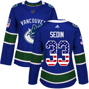 Adidas Canucks #33 Henrik Sedin Blue Home Authentic USA Flag Women's Stitched NHL Jersey Adidas Canucks #33 Henrik Sedin Blue Home Authentic USA Flag Women's Stitched NHL Jersey