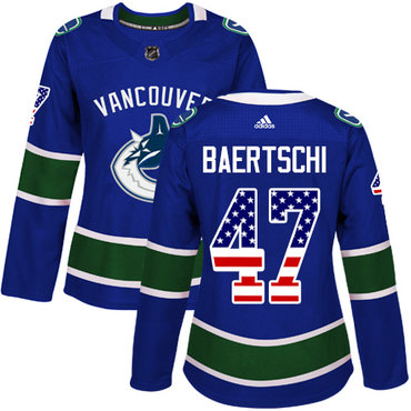 Adidas Canucks #47 Sven Baertschi Blue Home Authentic USA Flag Women's Stitched NHL Jersey Adidas Canucks #47 Sven Baertschi Blue Home Authentic USA Flag Women's Stitched NHL Jersey