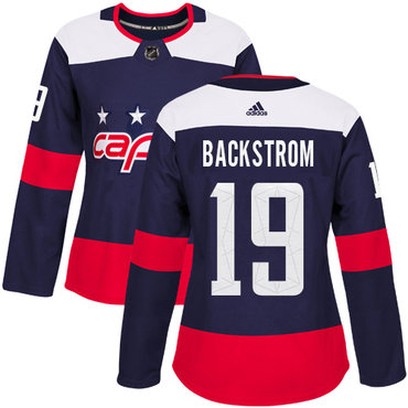 Adidas Capitals #19 Nicklas Backstrom Navy Authentic 2018 Stadium Series Women's Stitched NHL Jersey