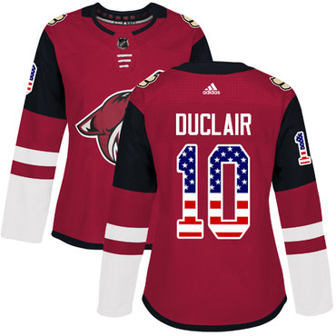 Adidas Coyotes #10 Anthony Duclair Maroon Home Authentic USA Flag Women's Stitched NHL Jersey