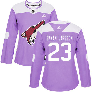 Adidas Coyotes #23 Oliver Ekman-Larsson Purple Authentic Fights Cancer Women's Stitched NHL Jersey