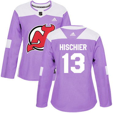 Adidas Devils #13 Nico Hischier Purple Authentic Fights Cancer Women's Stitched NHL Jersey