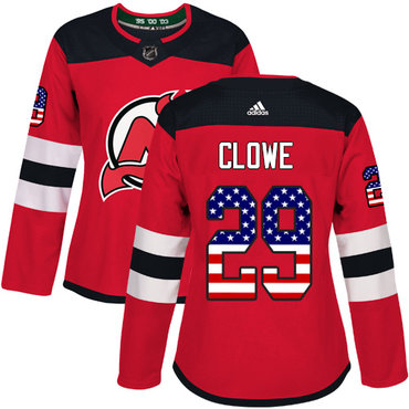 Adidas Devils #29 Ryane Clowe Red Home Authentic USA Flag Women's Stitched NHL Jersey Adidas Devils #29 Ryane Clowe Red Home Authentic USA Flag Women's Stitched NHL Jersey