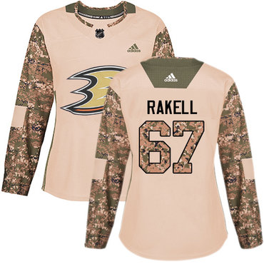 Adidas Ducks #67 Rickard Rakell Camo Authentic 2017 Veterans Day Women's Stitched NHL Jersey