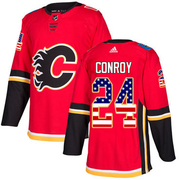 Adidas Flames #24 Craig Conroy Red Home Authentic USA Flag Stitched NHL Jersey Adidas Flames #24 Craig Conroy Red Home Authentic USA Flag Stitched NHL Jersey
