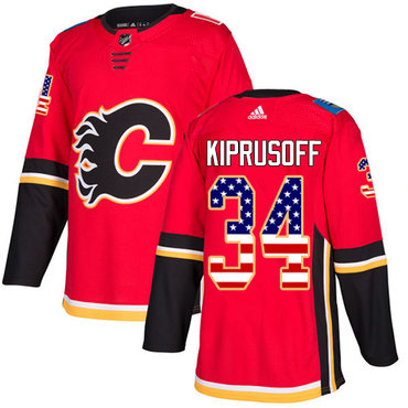 Adidas Flames #34 Miikka Kiprusoff Red Home Authentic USA Flag Stitched NHL Jersey Adidas Flames #34 Miikka Kiprusoff Red Home Authentic USA Flag Stitched NHL Jersey