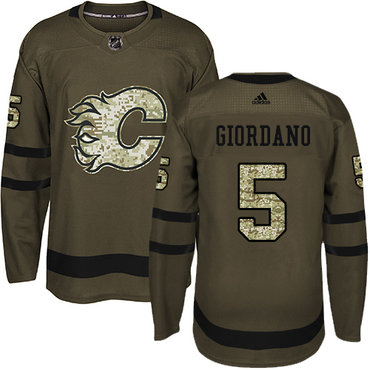 Adidas Flames #5 Mark Giordano Green Salute to Service Stitched NHL Jersey