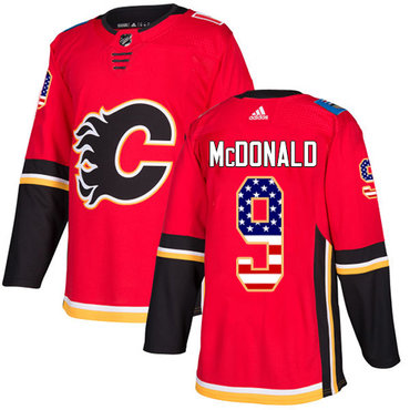 Adidas Flames #9 Lanny McDonald Red Home Authentic USA Flag Stitched NHL Jersey Adidas Flames #9 Lanny McDonald Red Home Authentic USA Flag Stitched NHL Jersey