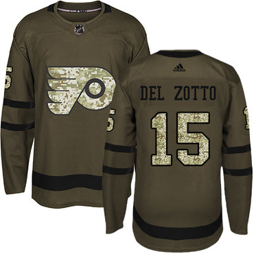 Adidas Flyers #15 Michael Del Zotto Green Salute to Service Stitched NHL Jersey
