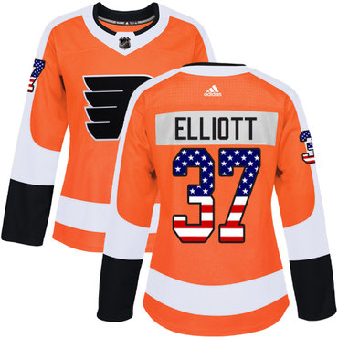 Adidas Flyers #37 Brian Elliott Orange Home Authentic USA Flag Women's Stitched NHL Jersey Adidas Flyers #37 Brian Elliott Orange Home Authentic USA Flag Women's Stitched NHL Jersey