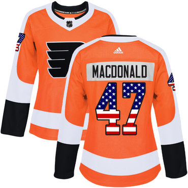 Adidas Flyers #47 Andrew MacDonald Orange Home Authentic USA Flag Women's Stitched NHL Jersey Adidas Flyers #47 Andrew MacDonald Orange Home Authentic USA Flag Women's Stitched NHL Jersey