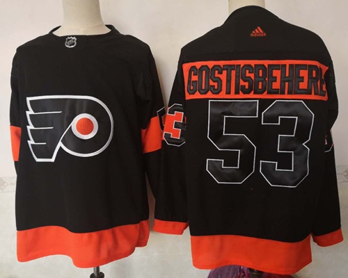 Adidas Flyers #53 Shayne Gostisbehere Black Alternate Authentic Stitched NHL Jersey Adidas Flyers #53 Shayne Gostisbehere Black Alternate Authentic Stitched NHL Jersey
