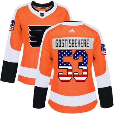Adidas Flyers #53 Shayne Gostisbehere Orange Home Authentic USA Flag Women's Stitched NHL Jersey Adidas Flyers #53 Shayne Gostisbehere Orange Home Authentic USA Flag Women's Stitched NHL Jersey