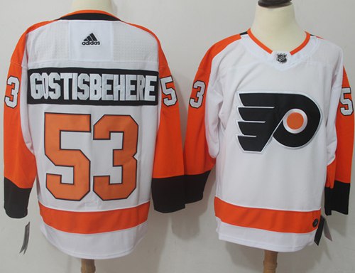 Adidas Flyers #53 Shayne Gostisbehere White Road Authentic Stitched NHL Jersey Adidas Flyers #53 Shayne Gostisbehere White Road Authentic Stitched NHL Jersey