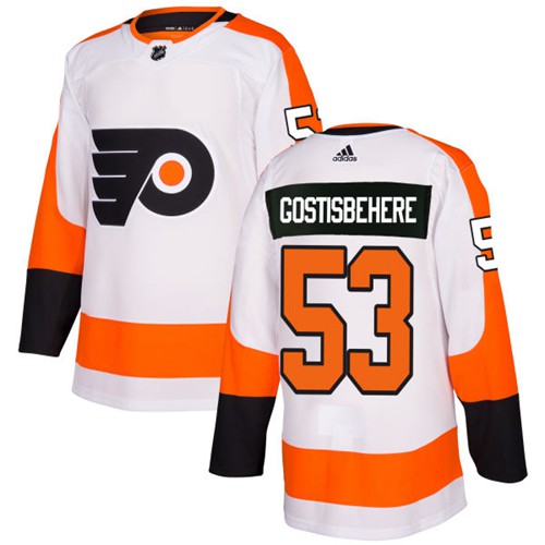 Adidas Flyers #53 Shayne Gostisbehere White Road Authentic Stitched NHL Jersey Adidas Flyers #53 Shayne Gostisbehere White Road Authentic Stitched NHL Jersey