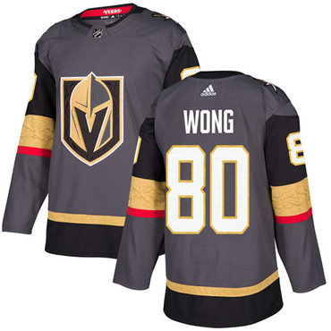 Adidas Golden Knights #80 Tyler Wong Grey Home Authentic Stitched NHL Jersey
