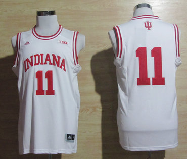 Adidas Indiana Hoosiers Isiah Thomas 11 Big 10 Patch NCAA Basketball Authentic White Jerseys